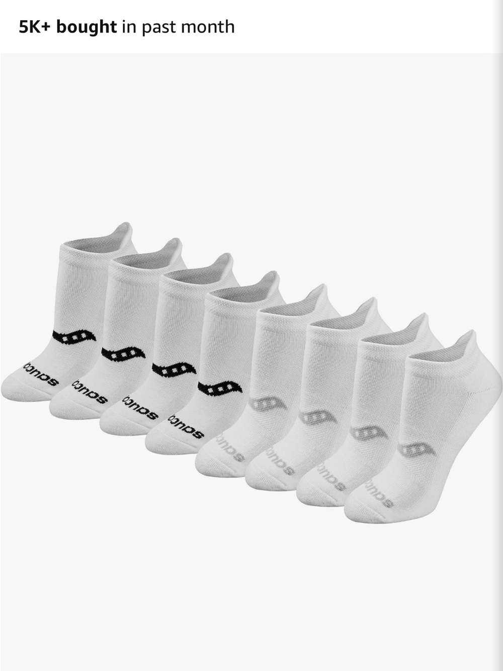Saucony White Low-Cut Athletic Socks - 8 Pack